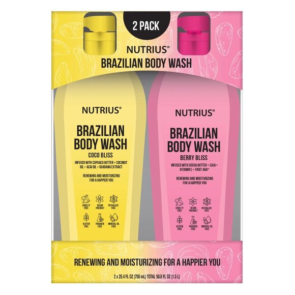 Nutrius Brazilian Body Wash Duo 2-pack - Coco Bliss and Berry Bliss - Picture 16 of 16